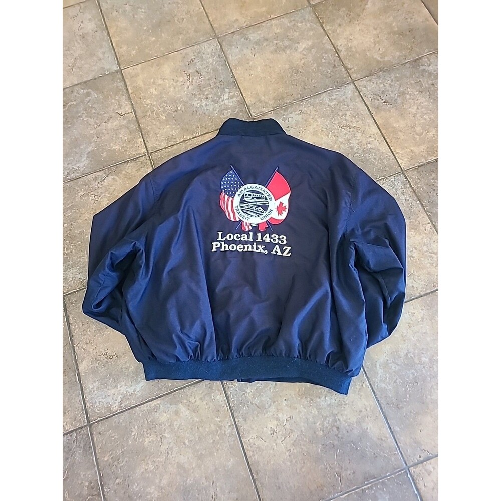 Vtg King Louie Transit Union Bomber Jacket 2XL Mens Navy Blue Made In USA